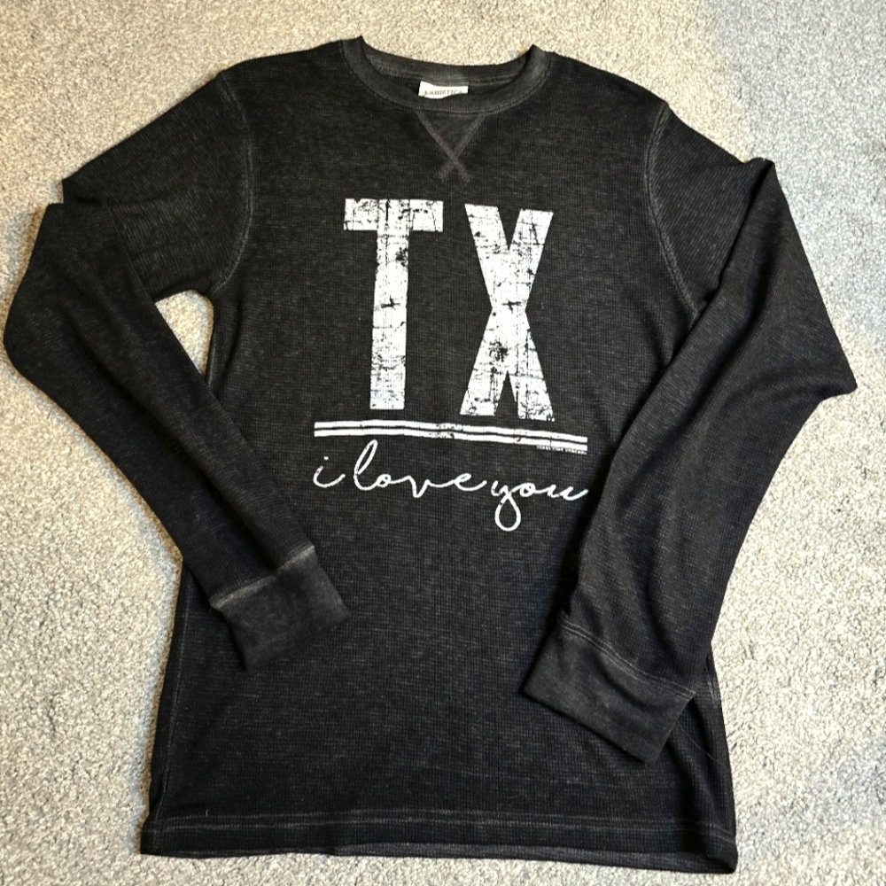 TX I love You Thermal Long Sleeve Women's Size Medium EUC